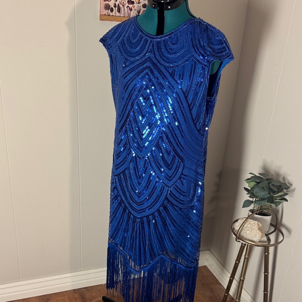 FunDaisy Royal Blue Sequin Flapper Midi Dress size XXL